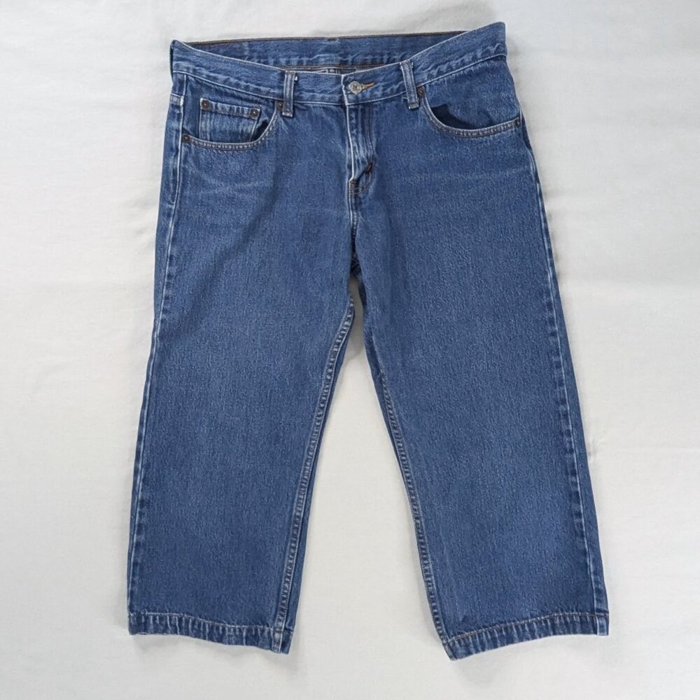 VTG Levi's 607 Wide Leg Medium Wash Denim Capri Crop Pants Loose Fit